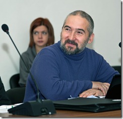 Евгений Симонов перед выступлением на круглом столе по Нижнему Приангарью. Фото: Владимир Попов