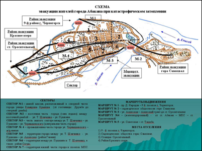 Схема эвакуации жителей города Абакана при катастрофическом затоплении
