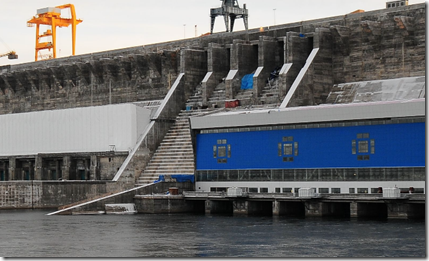 Богучанская ГЭС, вид со стороны нижнего бьефа. Фото пресс-службы ОАО РусГидро